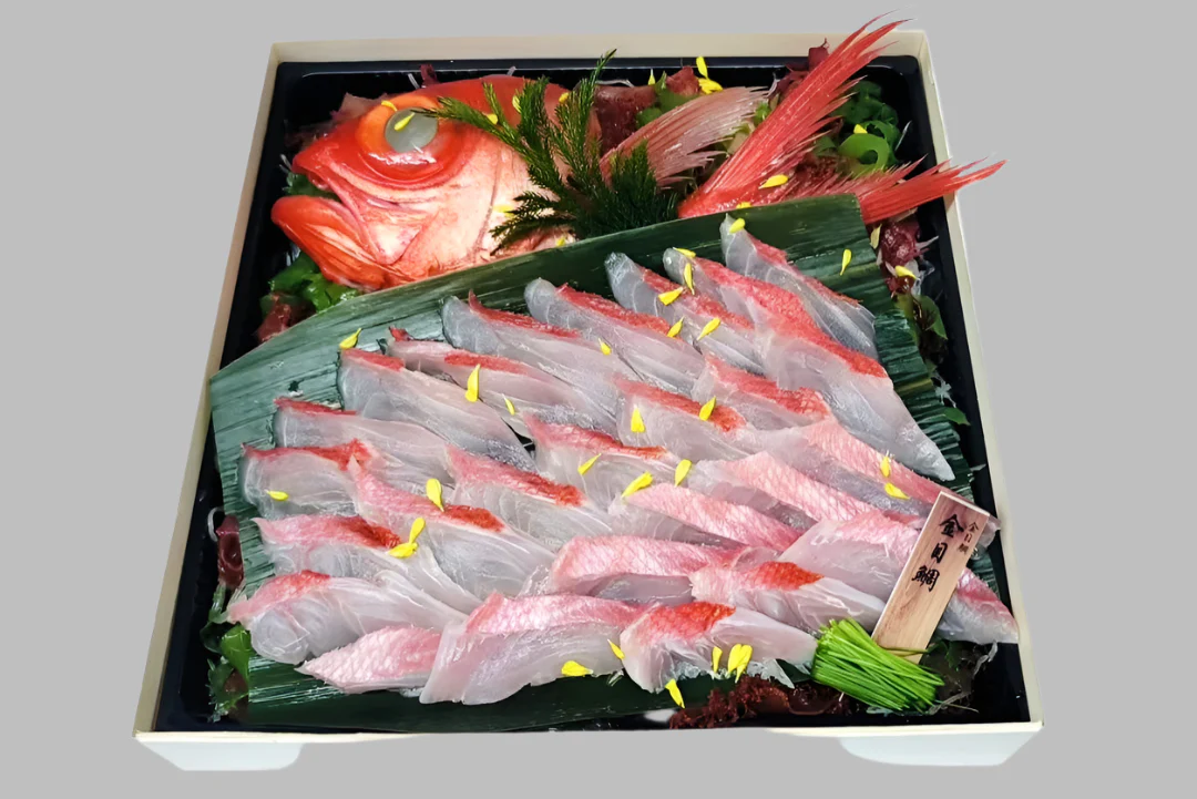 A plate of kinmedai alfonsino, a seafood specialty of the Shimoda area
