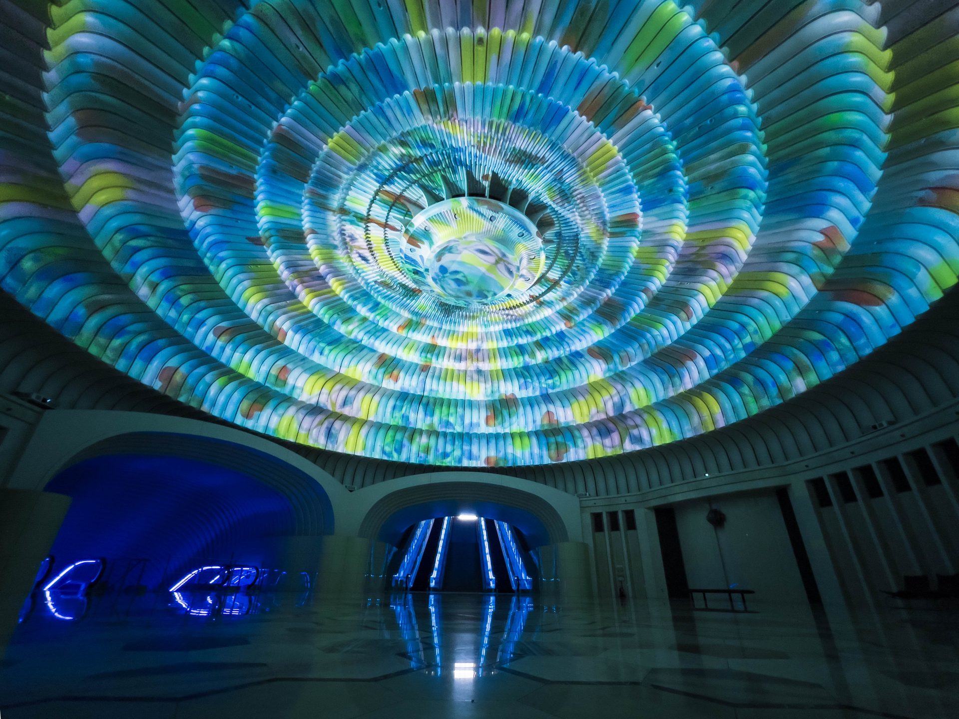 The kaleidoscope installation inside the Circular Hall of the MOA Museum of Art in Atami